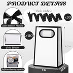 AmazingSpark 50 Pcs White Black Mini Gift Bags Bulk 6.3 x 3.9 x 2.8 Inch Party Favors Elegant Small Gift Bags with Handles and Ribbon Bows for Wedding Birthday Bridal Baby Shower Party Favors - Image 2
