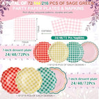 144 Pcs 48 Guests Camp Gingham Party Plates and Napkins - Image 2