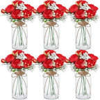 Zeyune 6 Sets Mason Jar Table Centerpiece with Artificial Peony Baby's Breath Flower Centerpieces Faux Flowers with Rope for Wedding Reception Engagement Bridal Shower Rustic Table Decor(Red) by Zeyune