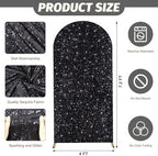 MODFUNS Black Glitter Wedding Arch Cover - 7.2 FT Spandex Sequin Arch Covers Stretchy Backdrop for Graduation Celebration Party Decor - Image 3