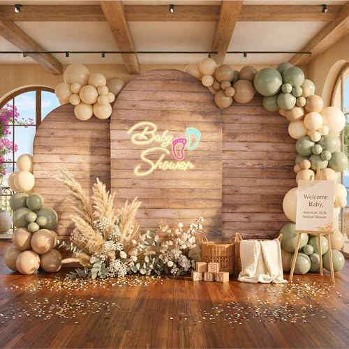 Wood Arch Backdrop Covers, Set of 3, 7.2ft 6.6ft 6ft, for Birthday Parties by PartyVillage