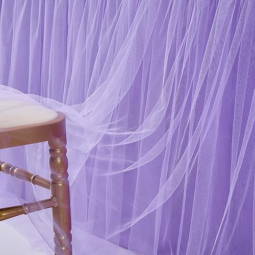 Suppromo Purple Tulle Table Skirt Tutu Table Cloth for Rectangle Tables or Round Tables for Baby Shower Girl Mermaid Birthday Party Wedding Cake Dessert Home Decoration(L14(ft) H 30in, Purple) - Image 4