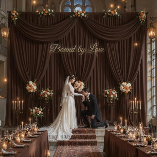 30x10FT Backdrop Curtains with Rod Pockets - Wrinkle Free Photo Stage Backdrop 6 Panels Curtains Drapes for Photography Wedding Party Baby Shower Decorations (Brown) - Image 4