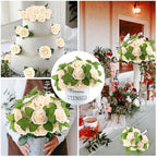 100 Pcs Artificial Foam Rose Flower Faux Bouquet Wedding Fake Rose Gift for Mother's Day Women DIY Bridal Shower Party Table Birthday Home Spring Decor (Champagne) - Image 6