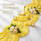 20 Pack Lemon Yellow 17 x 108 Inch Cheesecloth Table Runner - Boho Gauze Sheer Fabric for Wedding Baby Shower Party Home Decor - Image 5