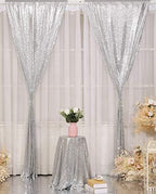 Poise3EHome Silver Sequin Backdrop Curtains,4 Panels 2FTx8FT Glitter Background for Party Birthday Party Baby Shower Wedding Christmas Thanksgiving Halloween Holiday Festival Decor - Image 2