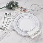 BESTVIP 350 PCS Disposable Silver Plates and Silverware Set for 50 Guests - Image 2