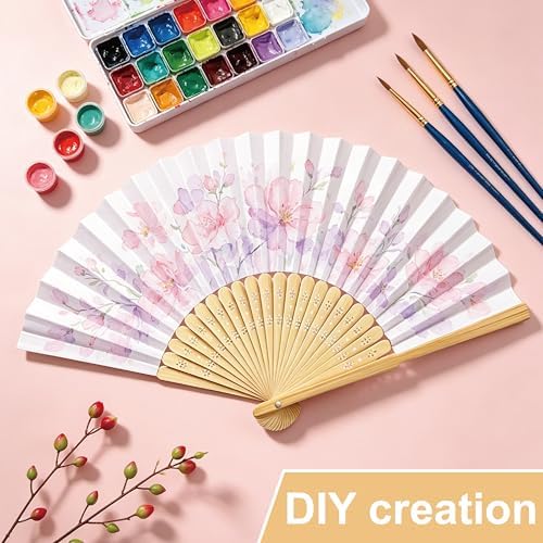 50pcs White Paper Hand Fans Bulk – Bamboo Folding Fan, Hand Fan Foldable, Chinese Fan|Fans in Bulk, Wedding Fans, Paper Fans Bulk, Bulk Fans, Abanicos de mano para fiesta – Wedding Favors for Guests. - Image 4