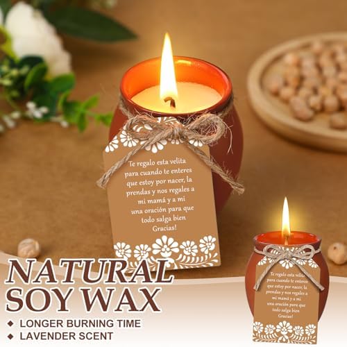 Conelist 24 Set Cielito Lindo Party Decorations Baby Shower Candles Terracotta Mexican Recuerdos DIY Jar Candles with Gift Tags and Rope for Baby Shower Birthday Cinco De Mayo Fiesta (Brown) - Image 3