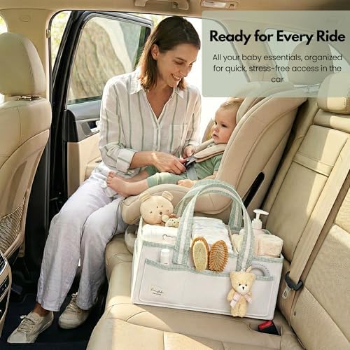 PeraBella XL Diaper Caddy Organizer With Handle, Baby Shower Gifts Basket Bag, Registry Search Must Haves Items, Newborn Girl Boy Nursery Storage Organizer, Baby Bag Essentials, Car Diaper Caddy Cart - Image 4