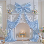 Large Blue Bow Decor, 24x16x79 Inches Big Silky Ribbon Bows for Room Wall Door Decorations Oversized Coquette Stain Bow Party Decorations for Birthday Bridal Baby Shower Wedding Photo Booth Backdrop - Image 3