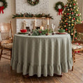 Eternal Beauty Green Plaid Ruffle Round Tablecloth 70 in by EternalBeauty