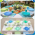 Mimorou 350 Pcs Green and Teal Plates Cups Napkins Utensils Blue - Image 6
