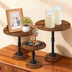 Cake Stand Set of 3, Rustic Industrial Wood Round Cupcake Stands - Image 6