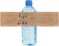 and the Two Shall Become One on Burlap Wedding Engagement Party Water Bottle Labels by DesignThatSign
