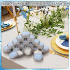 MTLEE 50 Pcs Blue Floral Thank You Candles Baby Shower Wedding Favors - Image 5