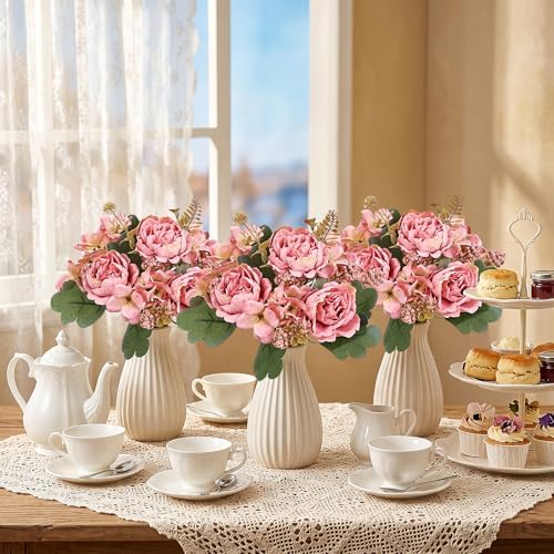 6 Bundles Peonies Artificial Flowers & Pack of 4 Baby Shower Centerpieces for Tables - Image 6
