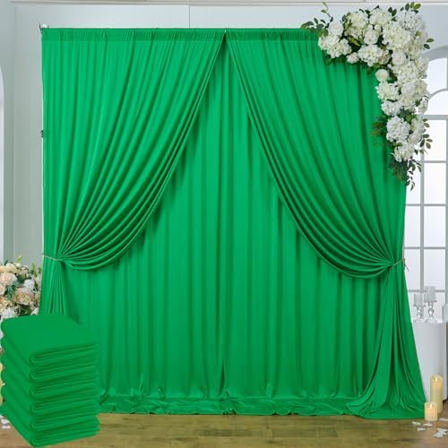 30 ft x 10ft Wrinkle Free Green Backdrop Curtain for Parties, 6 Panels 5x10ft Silky Polyester Green Backdrop Drapes Photo Back Drop Cloth for Wedding Birthday Baby Shower Photography Background by ENJOYYOURPARTY