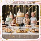 Metal Mirror Cake Stand Set with Crystal Pendants - Elegant Dessert Table Display for Weddings, Birthday Parties, Baby Showers, Events - Sturdy Crystal Bling Cupcake Stands for Pastries, Sweets, Decorations (Silver, Set of 6) - Image 5