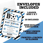Amanda Creation Custom Baby Shower Invites Soccer Baby Shower Invitation 20 5x7 Custom Personalized Blue Soccer Ball Invites With Envelopes - Image 6