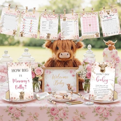 Funnymoom 426 Pcs Highland Cow Baby Shower Games Set, 8 Activities - Image 3