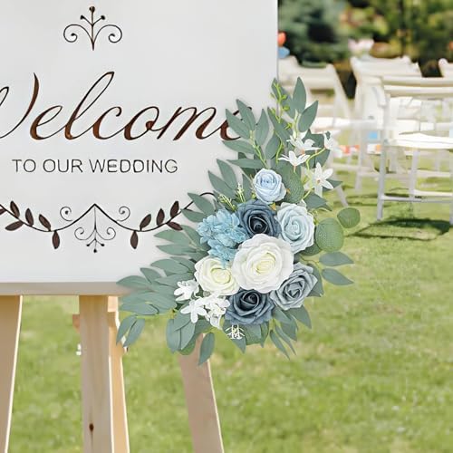 Blue Wedding Arch Flower Swags Set of 2, Artificial Arch Flower - Image 4