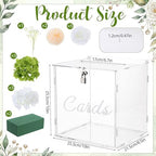 25 Pcs Clear Acrylic Wedding Card Box Set, Large DIY Gift Card Box with Slot & Lock, 15 Silk Flowers, Foam Blocks, Money Holder for Wedding Reception, Baby Shower Party Table Decor - Image 2