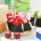 Tuanse 30 Pcs Basket for Gift Empty DIY Bulk Gift Basket Kit with Handle Kraft Cardboard Tray with 30 Bag 30 Bow Market Tray for Wedding Party, Black, 12.6 x 9.8 x 5.9 in - Image 5