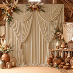 20ft x 15ft Champagne Backdrop Curtains for Wedding Parties, 4 Panels Extra Long Wrinkle Free Fabric Drapes Photo Backdrop for Baby Shower Birthday Stage Reception Lobby Decoration - Image 7