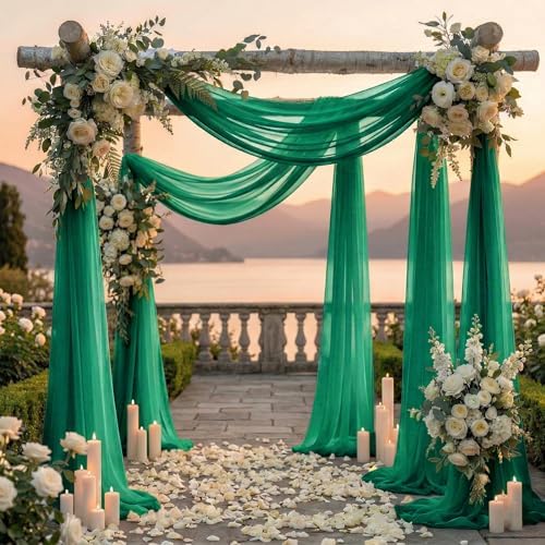Pack of 1 Wedding Arch Drape Panel Fabric 30" x 40ft - Emerald Green - Image 4
