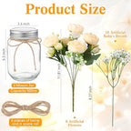 Zeyune 6 Sets Mason Jar Flowers Centerpiece Table Decorations,Champagne - Image 3