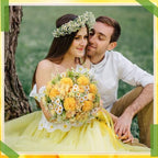 Tigeen 12 Bundles Peonies Artificial Flowers Faux Roses, Light Yellow - Image 5
