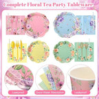 450 Pcs Tableware Set, Serve 50, Pastel, Floral Floral Party - Image 3