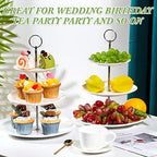 2 Pcs 3 Tier Porcelain Cupcake Stand, Holder Tower, Delicate Round Shape - Image 3