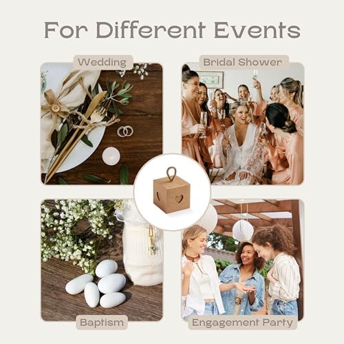 Boxes Craftory Pack of 25 Favor Boxes with Twine Handles (1.96 x 1.96 x 1.96 inch) - Ideal for Wedding Party and Bridal Shower Gift Boxes - Havana - Image 6