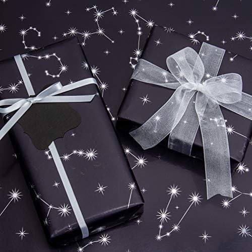 WRAPAHOLIC Reversible Wrapping Paper - 24 Inch X 100 Feet Jumbo Roll Navy and Silver Constellation Print with Metallic Foil Shine, Perfect for Birthday, Party, Baby Shower and More Occasions - Image 4