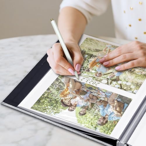 Large Photo Album Self Adhesive, DIY Scrapbook Album for 4x6 8x10 10x12 Pictures, 60 Pages Light Grey Linen Cover Memory Book, Ideal Gift for Family Wedding Baby Christmas Anniversary - Image 6