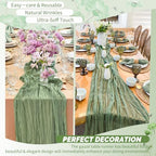 30 Pack Sage Green Cheesecloth Table Runner 17x108 Inches Boho Home Decor - Image 6