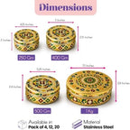 LOVENSPIRE Meenakari Stainless Steel Storage Box with Lid (250gm) Decorative Round Indian Food Container for Sweets, Kitchen Items & Return Gift Favors Pack of 20 - Image 4