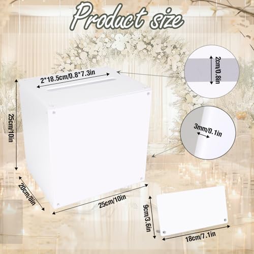 Acrylic Wedding Card Box with Slot Top, Detachable DIY Card Box for Wedding Reception, Corner Brackets & Screws Included, Acrylic Table Sign Holder Included - Image 2