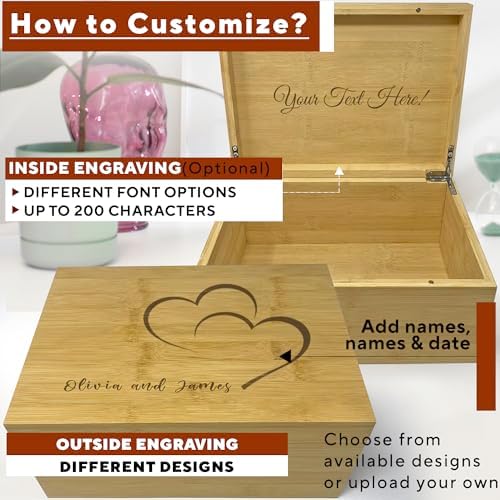 Personalized Love Box for Memories Engraved Keepsake Box w/ Couples Names - Image 3