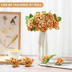 100 Pcs Artificial Foam Rose Flower Faux Bouquet Wedding Fake Rose Gift for Mother's Day Women DIY Bridal Shower Party Table Birthday Home Spring Decor (Gold) - Image 3