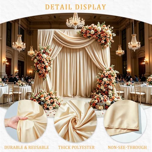 Gallety Warm Ivory Backdrop Curtain for Wedding, Photo Backdrop Curtain for Bridal Shower Decorations - 10 x 10FT Ivory Backdrop Fabric with Rod Pockets for Celebration,Birthday Party,Graduations - Image 3