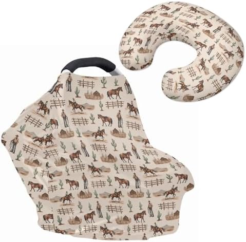 Western Cowboy Basket Covers for Baby Fits Most Strollers & Baby Car Seats Cacti Baby Nursing Pillow Cover Fences Babies Shower Gifts for Boys and Girls by Unknown