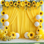 4 Panels Yellow Backdrop Curtain for Parties Wrinkle Free Lemon Yellow Photo Curtains Backdrop Drapes Fabric Decoration for Birthday Party Wedding Baby Shower 20ft(W) x 10ft(H) - Image 3