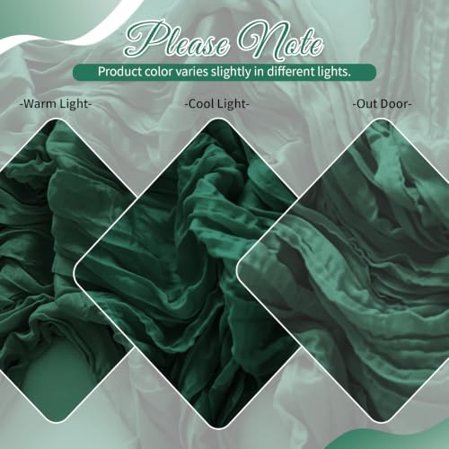 Emerald Green Boho Cheesecloth Table Runner 12 Pack 17x108 Inch Sheer Gauze - Image 5