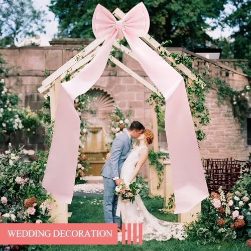 Giant Bow Decoration, Big Bows for Backdrop 75x18 Inch,Bow Themed Room Decor,Large Satin Decorative Bows for Wedding Engagement Bachelorette Baby Shower Bridal Christmas (Pink, 75x18 Inch) - Image 3