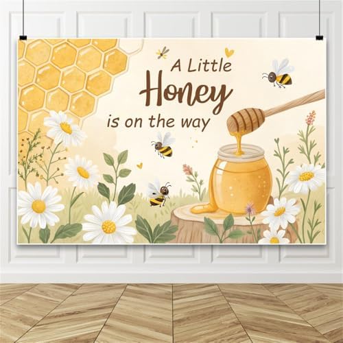 8x6ft Bee Baby Shower Decorations Backdrop Sweet Baby Honey A Little Honey is On The Way Background Cartoon Daisy Welcome Baby Birthday Party Banner Photo Booth - Image 3