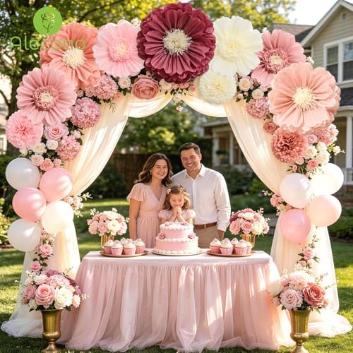 Alecono 9 Pcs Giant Paper Flowers Decorations for Wall (24", 20", 14") - Image 5