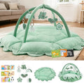 5-in-1 Baby Activity Gym & Play Mat with 6 Hanging Toys, Tummy Time Mat & Cards - Extra Large, Reversible Machine Washable Pad - Gift for Newborns, Infants 0-12 Months, Sage Green by Unknown